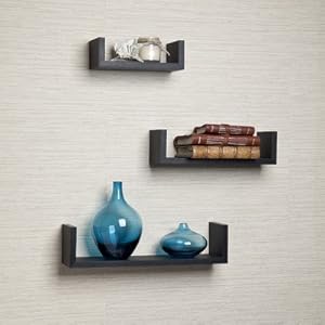 Danya B. Black Laminate Floating U Shelves (Set of 3)