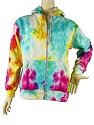 Multi Color Rainbow Tie Dye Zip Front Hoodie, drawcord hood and 2 pockets. 4 sizes