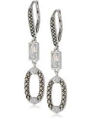 Judith Jack "Crystal Links" Sterling Silver, Marcasite and Cubic-Zirconia Drop Earrings