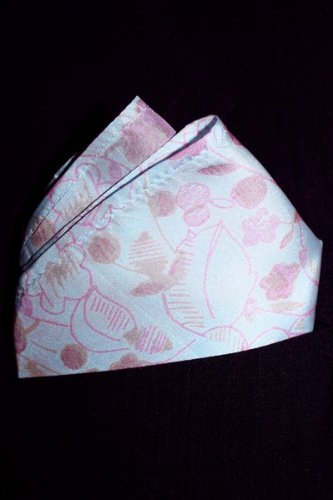 Spa Blue Floral Silk Pocket Square