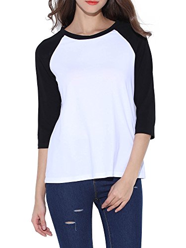 HuHot Cotton Crew Neck 3/4 Sleeve Jersey Shirt Baseball Tee Raglan T-Shirts
