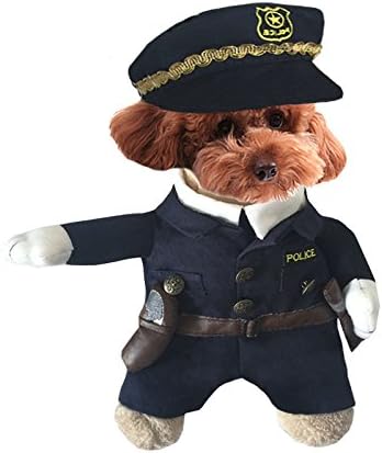 AWAMI Pets Dog Cats Police Costumes Dogs Clothes for Halloween Medium