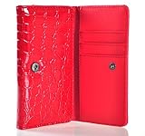 Red Crocodile Skin Style Wallet Case Cover for Samsung Galaxy