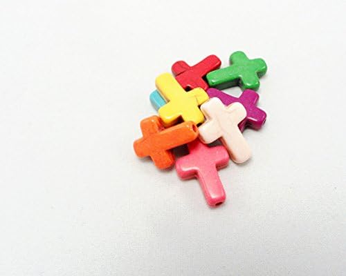 Multi-Color Stone Cross Beads