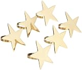 DII Gold finish 5-Point Star Napkin Ring, Set of 6