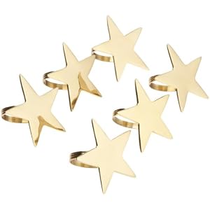DII Gold finish 5-Point Star Napkin Ring, Set of 6