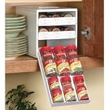 18-Bottle Spice Organizer with 3 Drawers (White) (8.5 H x 8 W x 10.75 D)