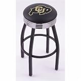 Colorado Golden Buffaloes 30 Single-ring Swivel Bar Stool with 2.5 Ribbed Chrome Accent Ring
