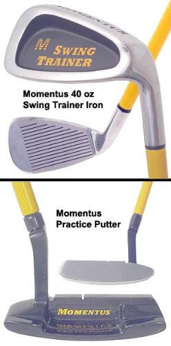 Momentus Swing Trainer 40 oz Iron (Training Grip) w/ Practice Putter Set (Right-Handed)