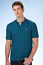 Short Sleeve Stripe Pique Polo With Loop Closure