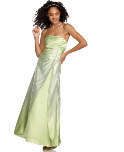 Jump Prom Dress, Strapless Glitter Gown Kiwi 1/2