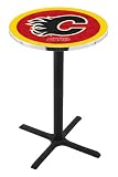 42" Calgary Flames Bar Height Pub Table - Cross Legs