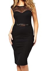 Sexy Lace Open-Back Slit Sleeveless Knee Length Bodycon Dress/Club Dress 