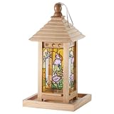 Wood Stained Glass Bird Feeder Birdfeeder Hummingbird