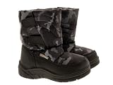 KIDS BOYS SNOW SKI QUILTED FUR MOON BOOTS CHILDREN JUNIOR SIZE 6 - 11