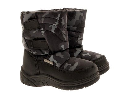 KIDS BOYS SNOW SKI QUILTED FUR MOON BOOTS CHILDREN JUNIOR SIZE 6 - 11