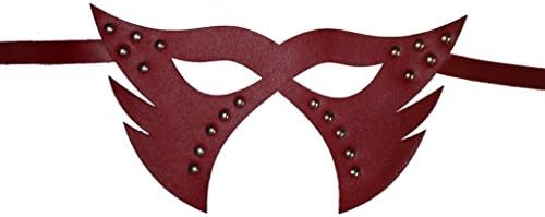Red Leather Mask - Sexy Studded Leather Masquerade Mask