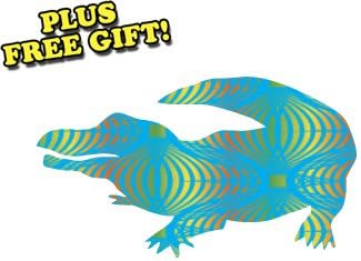 4" Alligator Vinyl Sticker Decal [Die-cut, Rocket Rainbow] Free Sticky Notepad or Pen