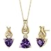 Jewelry : Captivating and Radiant 1.50 cts Trillion Cut Amethyst Diamond Pendant Earrings Set 14Kt Yellow Gold