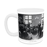 A Clinical Lesson with Doctor Charcot at the Salpetriere, 1887 (oil on canvas) (b/w photo) by Pierre Andre Brouillet - Mug - Standard Size