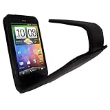 iGadgitz Black Genuine Leather Case Cover Holder for HTC Incredible S Andro ....