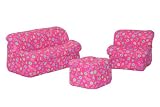 Children's 3Piece Sofa Set (Mini Mushroom), Pink Flower