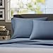 Amazon Brand - Pinzon 500-Thread-Count Pima Cotton Sateen Pillow Cases - Set of 2, King, Flint Blue
