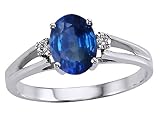 1.04 cts Genuine Oval Sapphire and Diamond Ring - 14kt White or Yellow Gold