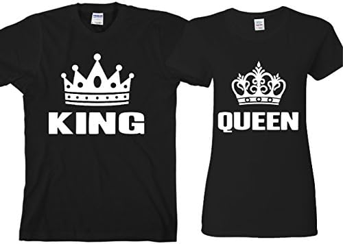 King and Queen Couple Matching T-shirts, His M - Her S