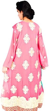 Anarkali Salwar kameez Zari Emoridery Stitched Suit XL Size Pink & Turquoise