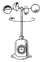 Pack of 12 6cm Square Gloss Stickers Line Drawing Anemometer