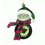 Pack of 4 NHL Minnesota Wild Hockey Puck Snowman Christmas Ornaments 2.75"