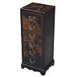 Handmade Oriental Furniture - 36" Antique Style Black Leather Accent / Hall Table