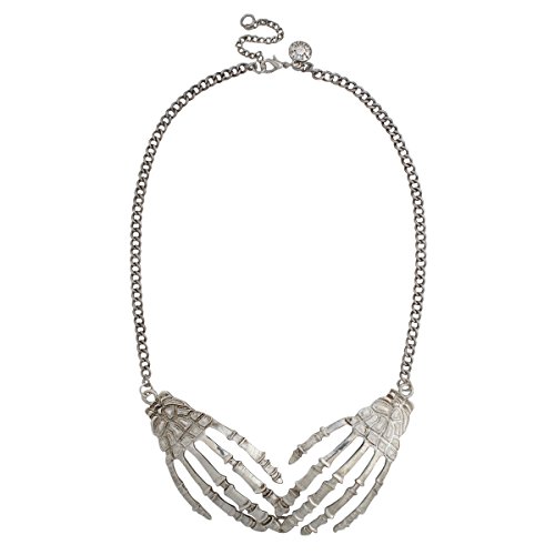 Jane Stone Gothic Human Skeleton Bone Hand Necklace Collar Necklace Statement Punk Halloween Jewelry