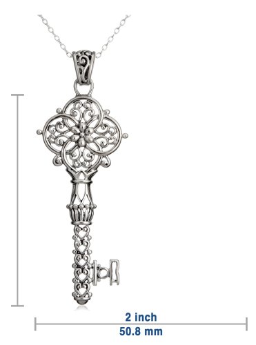 Sterling Silver Filigree Key Pendant, 18
