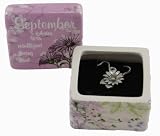 Flower Of The Month Keepsake Box & Necklace - September Jewelry Box and Necklace