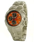 Seiko #SNA761 Men's Stainless Steel Streamline Orange Dial Alarm Chronograph