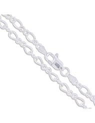 Sterling Silver Figaro Eight Link Chain 4mm Solid 925 Italy Rolo Necklace 30"