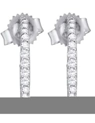 14K White Gold 0.25CT White Diamond Fashion Hoops