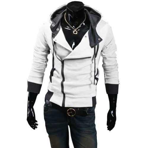 Cottory Men's Oblique Zipper Hoodie Cosplay Costume Top Coat Jacket