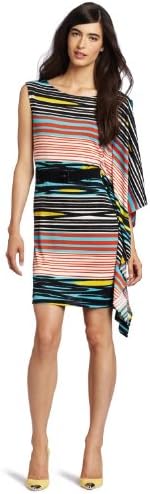 maxandcleo Women's Asymmetrical Sleeve Dress, Multi, Large