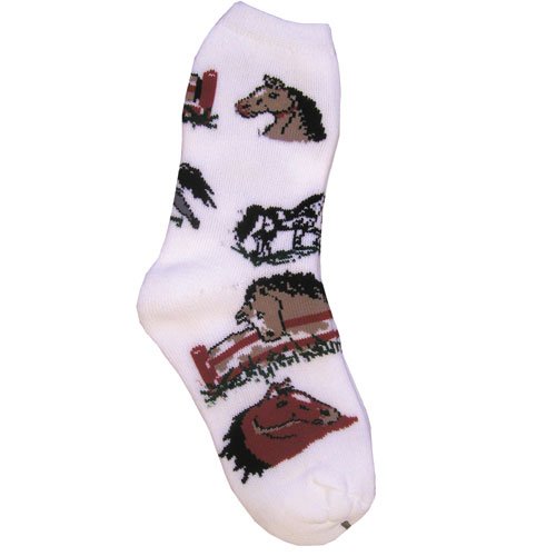 Intrepid International Kid's Horse Lover Socks, White