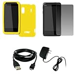 EMPIRE Yellow Silicone Skin Case Cover + Screen Protector + Home Wall Charg ....