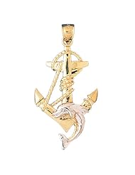 CleverEves 14K Gold Pendant Two Tone Anchor and Dolphin 8.9 - Gram(s)
