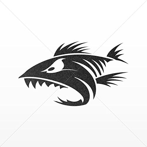 Decals Decal Fishbone With Huge Jaws Attack Car door Waterproof Racing Mettalic Black (45 X 26.5 In)