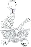 14k Gold Diamond Baby Carriage Charm (1/10 cttw)