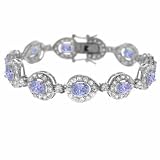 Aristocratic Sterling Silver Simulated Diamond and Lavender cz Teardrop Tennis Bracelet