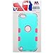 iPod Touch 5th / 6th Case, CASECREATOR[TM] for Apple iPod Touch 5th / 6th Generation () - Natural TUFF Hybrid Rubber Hard Snap-on Case Pink Teal Blue-Soccer Balls