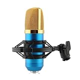 High Quality Condenser Microphone Mic Sound Singing Speech Studio Recording Dynamic + Shock Mount Blue