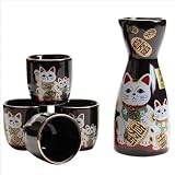 Japanese sake set Fortune cat maneki neko Blk